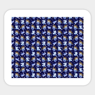 Panda Kokeshi Blue Pattern Sticker